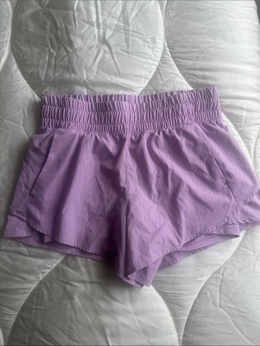 Avia Lilac Athletic Shorts with Ruched Waistband